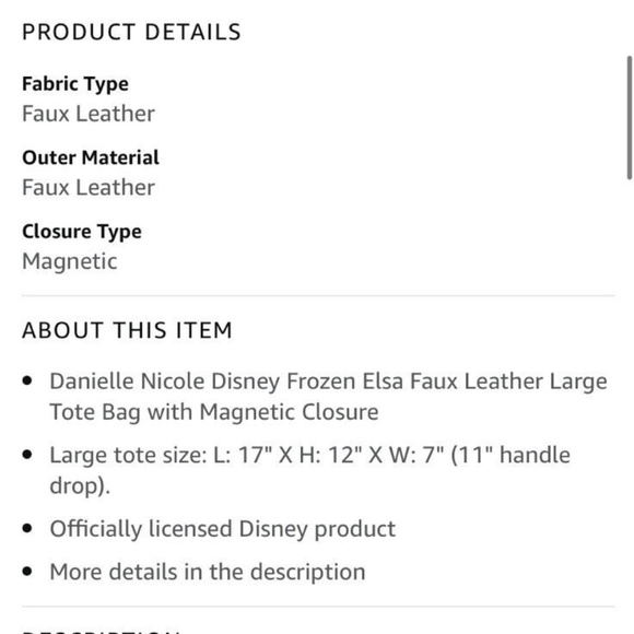 NWT Disney Dani By Danielle Nicole Frozen II Elsa Handbag Purse Tote - Picture 8 of 10